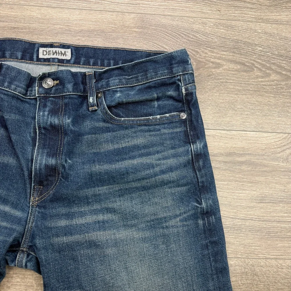 S.M.N. Jeans Mens 36x29 Blue Faded The Finn Tapered Slim USA Made 5 Pocket